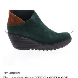 Fly London Green and Brown Wedge Shoes